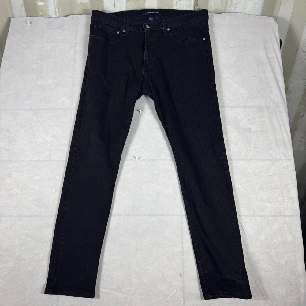 Calvin Klein Straight Leg Skinny Jeans Mens Black 5-Pocket Outdoor Size 36x32